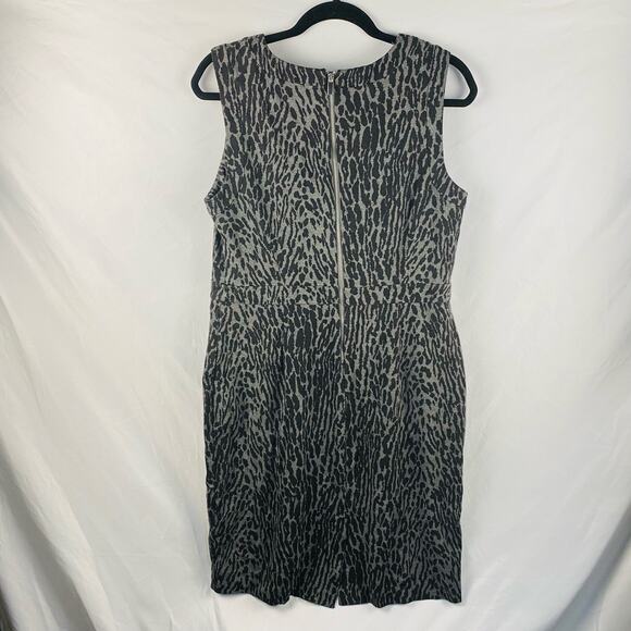 Talbots Animal Print Gray and Black Scoop Neck Sheath Career Dress Size 12 - Picture 7 of 8